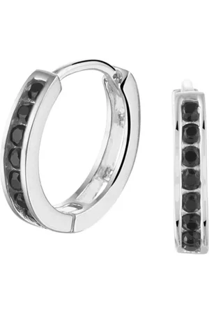 The Jewelry Collection Zilver Gerhodineerde Klapoorringen zirkonia 1331371