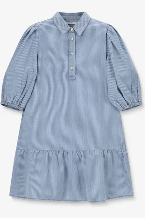 Sissy-Boy Blauwe denim jurk met pofmouwen