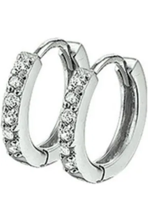 The Jewelry Collection Zilver Gerhodineerde Klapoorringen zirkonia 1320023