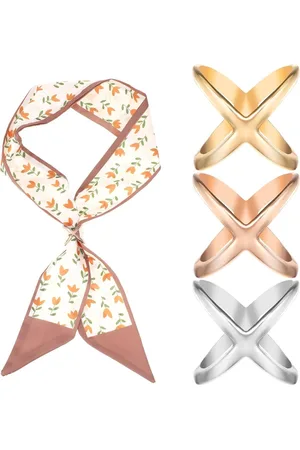 Merkloos Shaped Scarf Clips 3 Pieces Cross Hollow Scarf Buckle Fashion Scarf Ring Buckle Simple Silk Scarf Closure Wrap Holder Decoration Accessories for Scarf Neckerchief