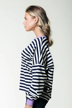 Colourful rebel Stripe Contrast Dropped Shoulder Sweat Truien & vesten Dames - Sweater - Hoodie - Vest-
