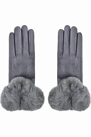 Merkloos Handschoenen met nep bont. Fake fur, cosy. De trend van dit winterseizoen.