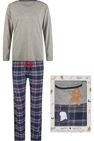 HAPPY SHORTS Dames Kerst Pyjama Set Shirt + Broek Giftbox Flanel Geruit