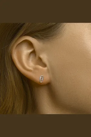 The Jewelry Collection Zilver Gerhodineerde Oorknoppen paperclip 1333526