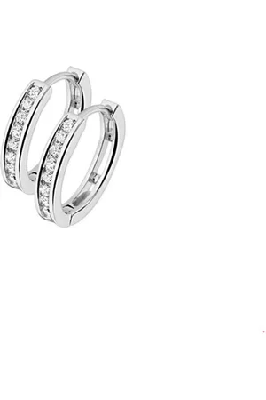 The Jewelry Collection Zilver Gerhodineerde Klapoorringen zirkonia 1317872