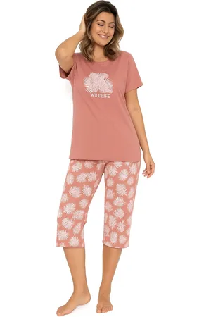 Cocodream Dames Pyjama - Katoen - Zomer - 3/4 broek - Roze Wildlife