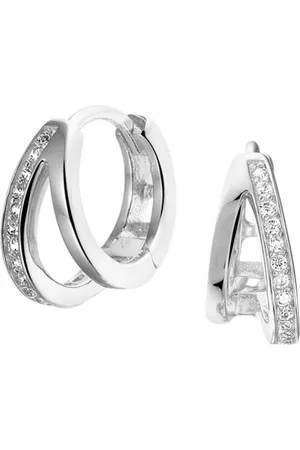 The Jewelry Collection TFT Klapoorringen Zirkonia Zilver Gerhodineerd Glanzend