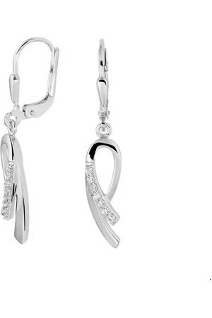 The Jewelry Collection TFT Oorhangers Zirkonia Zilver Gerhodineerd Glanzend 35 mm x 6 mm