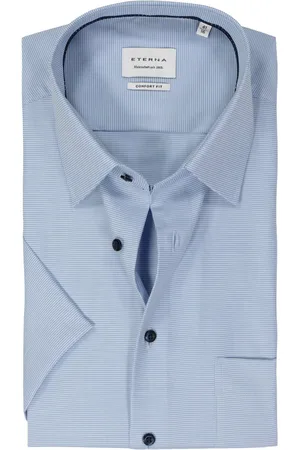 ETERNA Comfort fit overhemd korte mouw - twill - lichtblauw - Strijkvrij - Boordmaat: 41