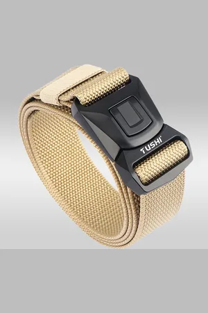 Merkloos Herenriem Verstelbare lengte Veiligheidsgesp Anti-kras Ademend Comfortabel Multifunctionele riem Buitensporten - Khaki 125cm - Kledingriem