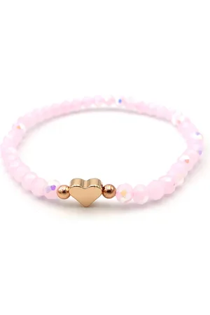 No Evil Kralenarmband goud en rose met 4mm glas kristal kraaltjes en rose-gold kleurig hartje valentijnkado