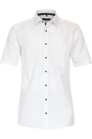 Casa Moda Comfort fit overhemd - korte mouw - dobby - - Strijkvrij - Boordmaat: 45