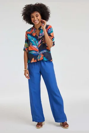 DIDI Dames Blouse Billy Blue Tropicalia print maat 44