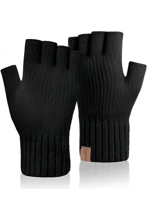 Merkloos Winter Gloves Half Finger Knitted Gloves Fingerless Warm Elastic Soft Lining Gloves for Men Women Office Gloves