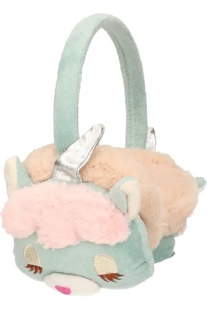 Merkloos Pluche oorwarmers blauw/roze eenhoorn voor meisjes - Warme winter oorwarmers voor meisjes