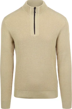 No Excess Luxe Sweater met Halve Ritssluiting en Effen Jacquard: Elegant en comfortabel