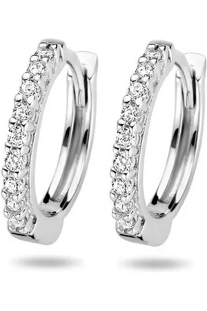 The Jewelry Collection Klapoorringen zirkonia zilver gerhodineerd 1333863