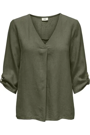 JDY Jacqueline de Yong Blouse say 3/4 Linen V-neck Top Wvn Dia 15317390 Kalamata Dames
