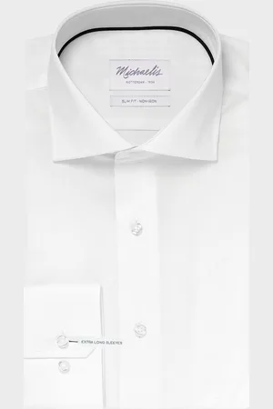 Michaelis Uni fine twill overhemd (Extra lange mouwen)-boordmaat: 45/7 Pasvorm:Getailleerd Overhemden