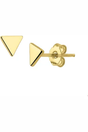 The Jewelry Collection Geelgoud op Zilveren Oorknoppen driehoek 2100686
