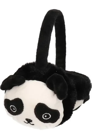 Merkloos Pluche oorwarmers zwart panda voor meisjes - Warme winter oorwarmers voor meisjes
