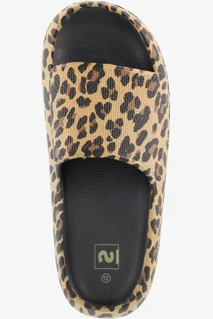 Scapino Dames badslippers met panterprint zwart