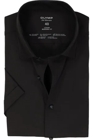 Olymp Luxor 24/Seven modern fit overhemd - korte mouw - tricot - Strijkvriendelijk - Boordmaat: 39