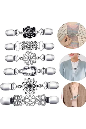 Merkloos Vestsluiting Dames-6 stuks -Vestsluiting - Broche clip -Vestclip dames -Vestsluiting - Kleerclip - Cardigan clips - Vestspeld - Vestklem - Antislip Vaste Gesp -Voor jurken, overhemden, truien, jassen-Vestspeld- Vestclip- Clip Met Haakje -Br