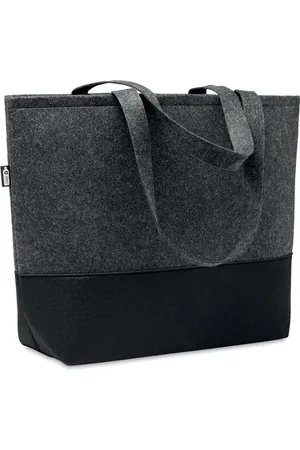 Merkloos Boodschappentas - Big shopper - Schoudertas - Strandtas - Heren - Dames - 55 x 39 cm - 32 liter - RPET - Vilt - - zwart