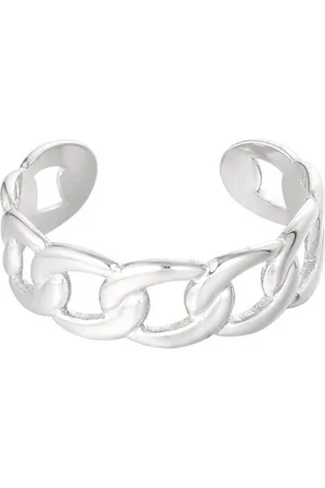 Yehwang Ring dikke schakel - kleur - ringen - verstelbaar - roestvrij staal - RVS - ring - Silver colour