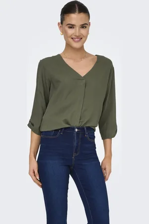JDY Jacqueline de Yong Blouse say 3/4 Linen V-neck Top Wvn Dia 15317390 Kalamata Dames