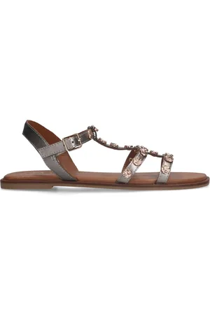 Sacha Dames - Zilveren sandalen met goudkleurige details