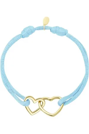 Yehwang Satijnen armband dubble heart- - hart- verstelbaar