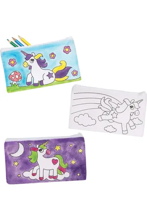 Merkloos Kleurrijke Eenhoorn Etuis voor Kinderen - Creatieve Knutselspullen (4 stuks)