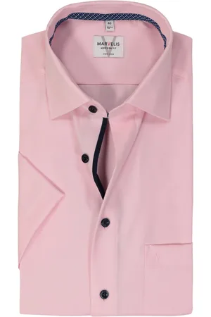 Marvelis Modern fit overhemd - korte mouw - structuur - - Strijkvrij - Boordmaat: 41