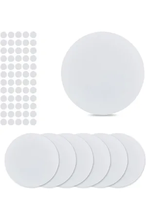 Merkloos 8 stuks wandgatafdekkingsvellen met 60 stuks plastic stickers - 152 mm - PVC-materiaal - stofdicht - platte ronde matte blanco plaat voor muur gipsplaat