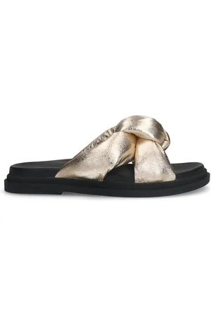 Sacha Dames - Gouden slippers met knoop detail