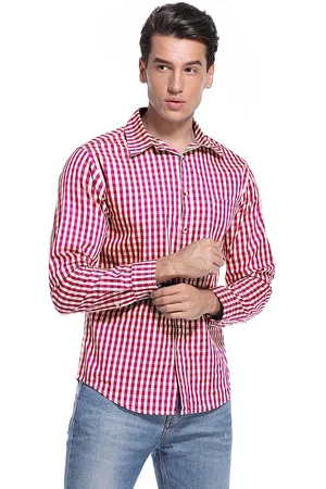 Merkloos Traditioneel overhemd slim fit heren geruit overhemd casual overhemd lange mouwen overhemd geborduurd voor Oktoberfest, Carnaval, zaken, vrije tijd 38