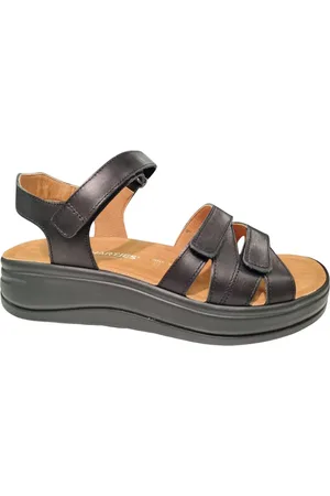 Hartjes Zwarte Leren Dames Sandalen - - 41