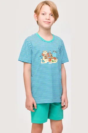 Woody Pyjama jongens - kreeft - streep - 251-10-PSS-S/915 - maat 116
