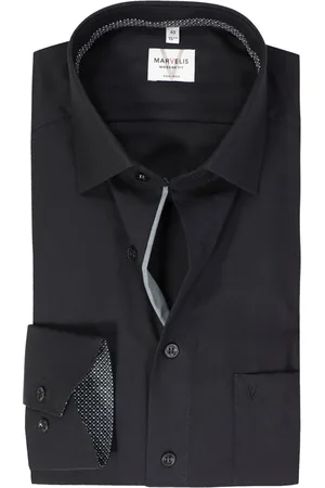 Marvelis Modern fit overhemd - mouwlengte 7 - popeline - - Strijkvrij - Boordmaat: 39
