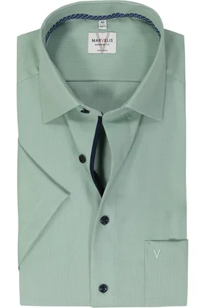 Marvelis Modern fit overhemd - korte mouw - structuur - - Strijkvrij - Boordmaat: 44