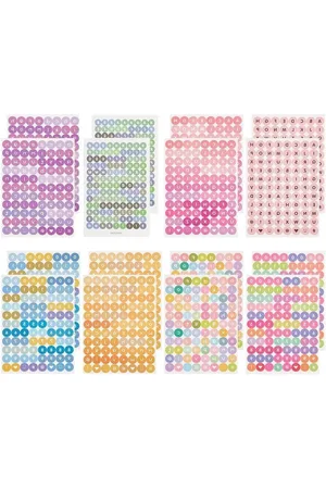 Merkloos 32 vellen 8 Kleurrijke Alfabet Nummer Stickers 10mm Kleine Letter Nummer Stickers Ronde Scrapbooking Zelfklevende Stickers voor Dagboek Album Notebook Decor DIY Ambachten