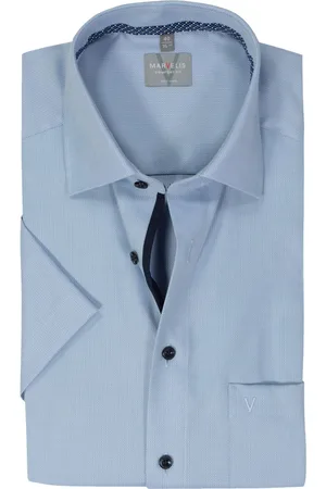 Marvelis Comfort fit overhemd - korte mouw - structuur - lichtblauw - Strijkvrij - Boordmaat: 46