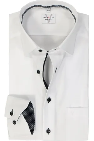 Marvelis Modern fit overhemd - mouwlengte 7 - popeline - - Strijkvrij - Boordmaat: 45