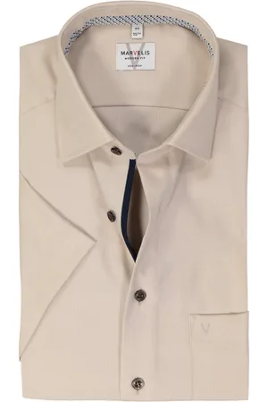 Marvelis Modern fit overhemd - korte mouw - structuur - - Strijkvrij - Boordmaat: 39