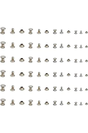 Merkloos 400 Paar 4 Maten Dubbele Cap Lederen Klinknagels 3/4/5/6mm - Buisvormige Metalen Studs voor DIY Lederen Craft Reparaties