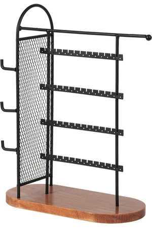 Merkloos Sieradenstandaard met rooster - Metalen frame voor sieradenopslag - Zwart - Halskettingen Armbanden Oorbellen