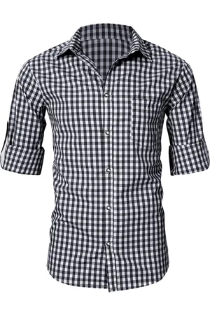 Merkloos Traditioneel overhemd slim fit heren geruit overhemd casual overhemd lange mouwen overhemd geborduurd voor Oktoberfest, Carnaval, zaken, vrije tijd 38