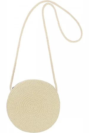 Merkloos Stro Crossbody Tas - Rond - Strand Schoudertas - Zomer Tote Bag - Mini Portemonnee - Telefoon Schoudertas - Strand - Gebroken